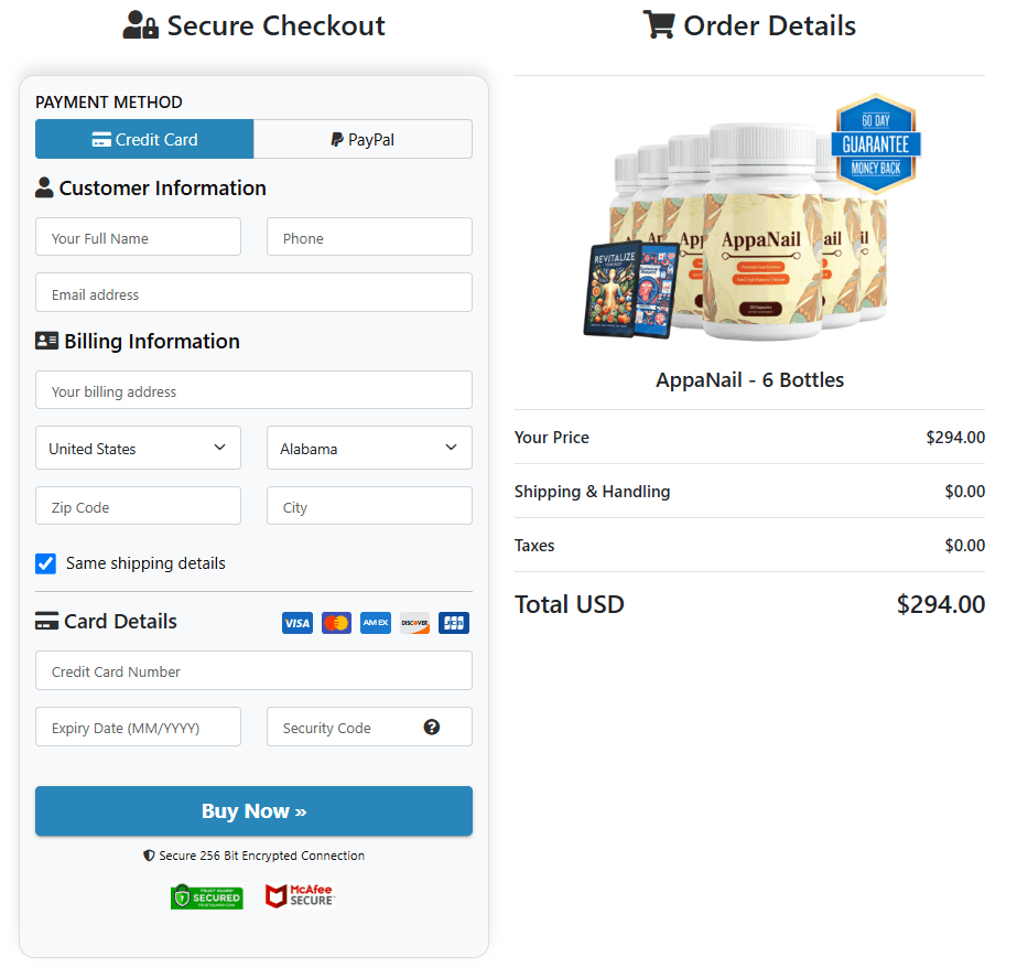 AppaNail Secure Order Page